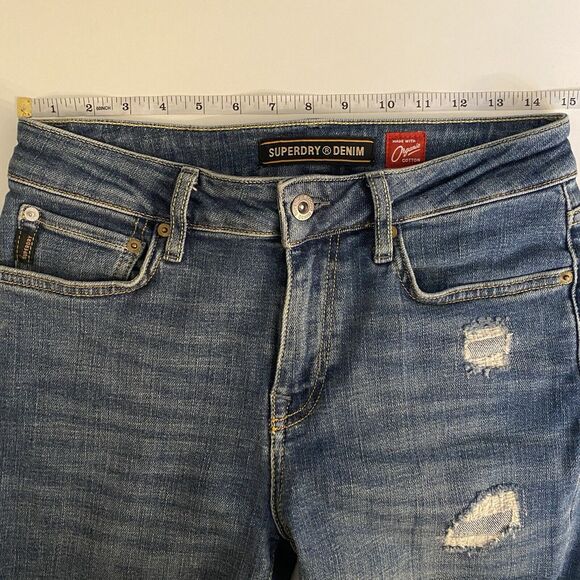 Superdry Mens Jeans 30x32 (fit31)Blue Skinny Denim Medium Wash Thrashed - Picture 13 of 16